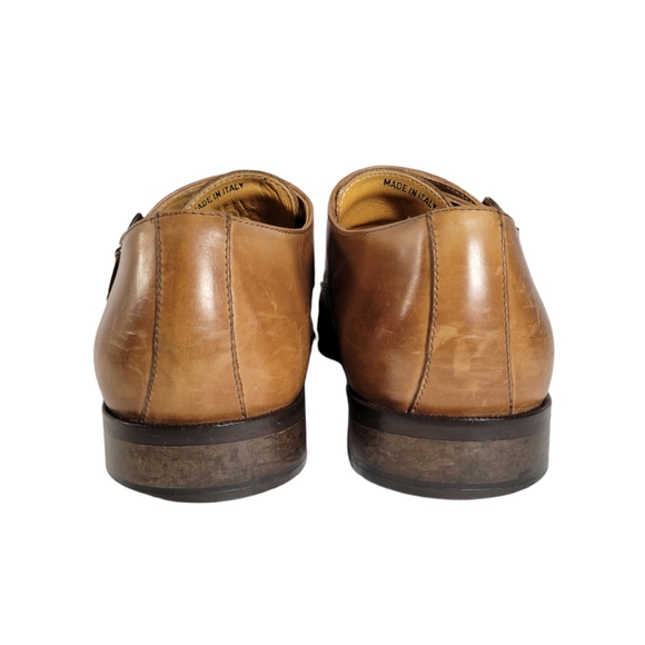 Saks Fifth Avenue Italian tan double monk shoes
